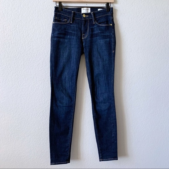 NEW FRAME Le Skinny de Jeanne Jeans Dame Dark Blue Stretch 24 - Picture 3 of 12